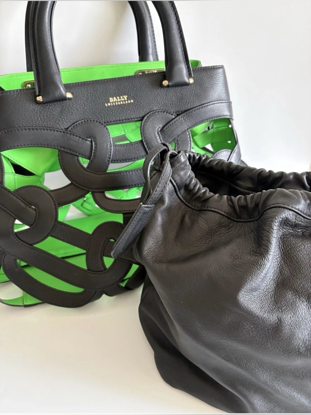 🖤 Bally Papillon Cutout Leather Top Handle Bag | Made in Italy | Collector Piece